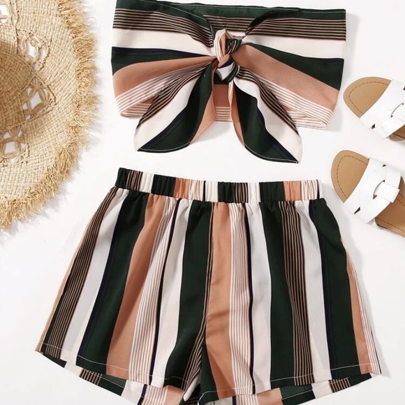 SHEIN Tops - Tub top and shorts set with self tie front